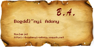 Bogdányi Adony névjegykártya